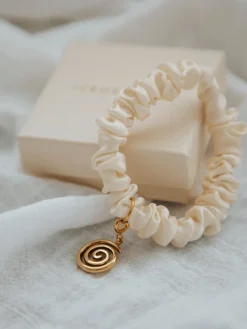 Blissful Pure Silk Scrunchie Cream White