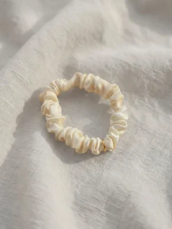 Blissful Pure Silk Scrunchie Cream White