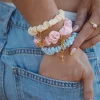 Blissful Pure Silk Scrunchie Cream Blue