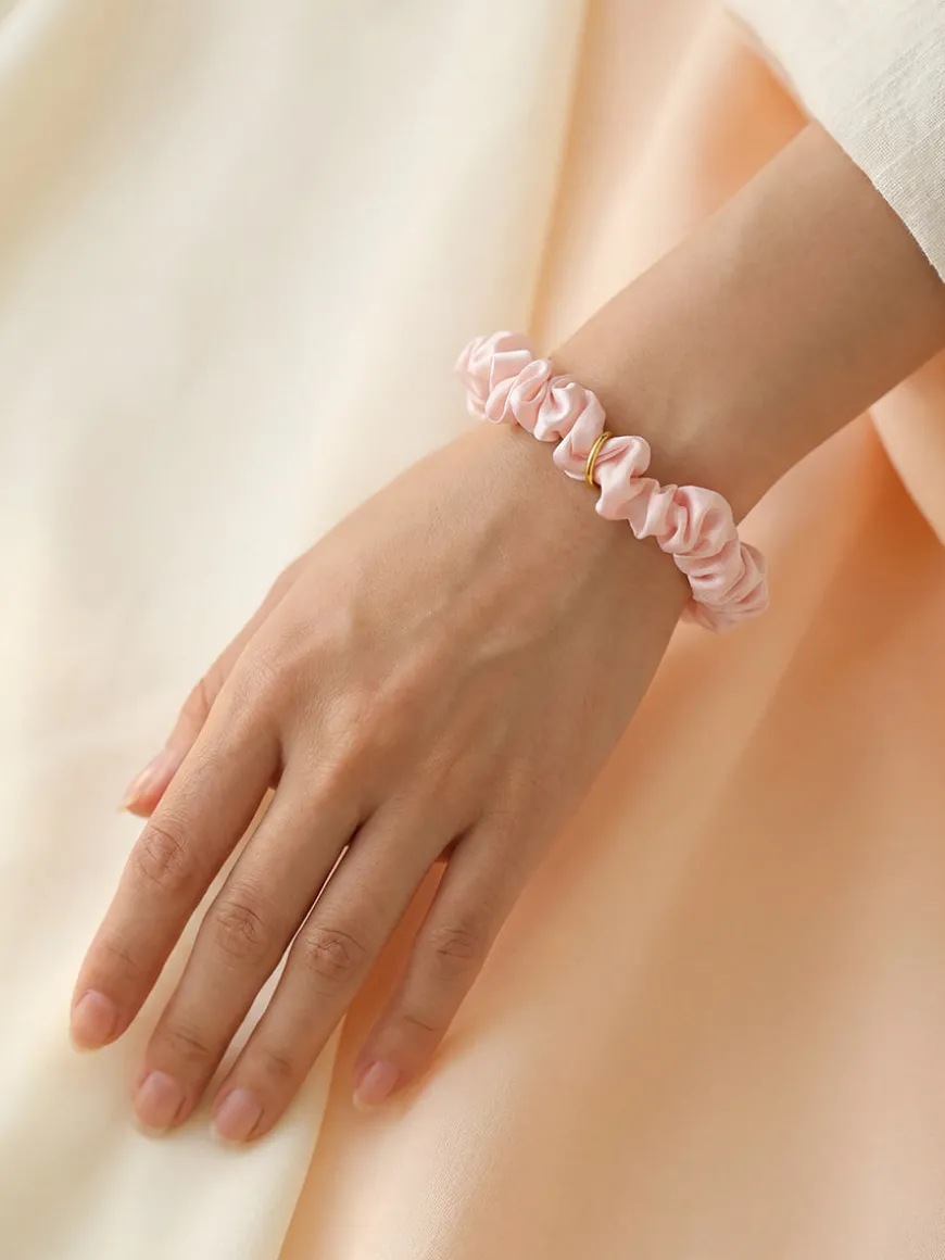 Blissful Pure Silk Scrunchie Cream Pink