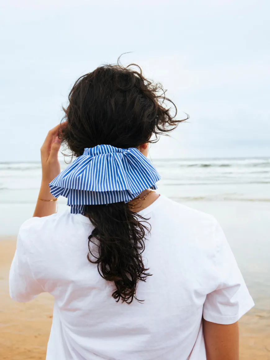 Breeze Wrap Navy-striped Scrunchie