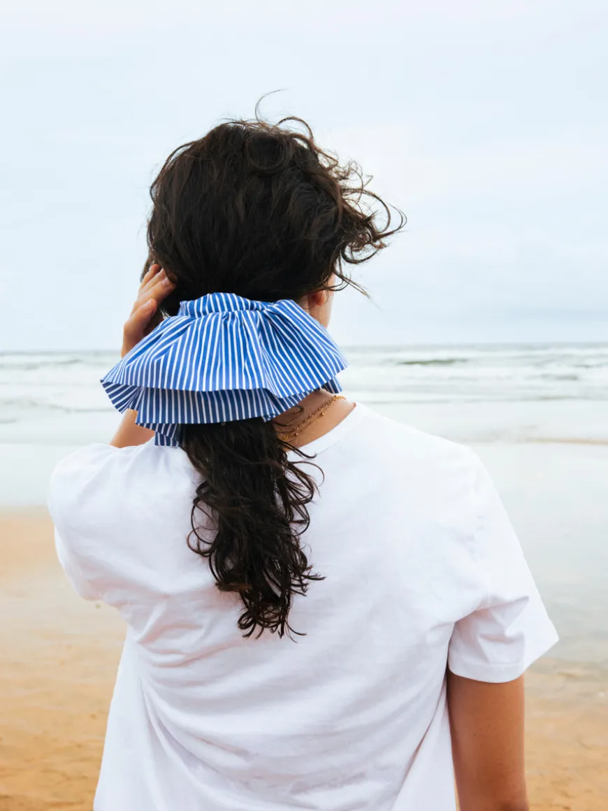 Breeze Wrap Navy-striped Scrunchie