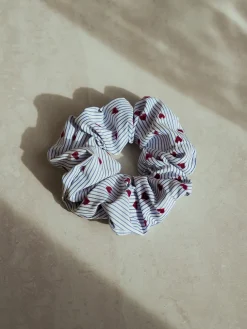 Charming Hearts Navy-striped Scrunchie