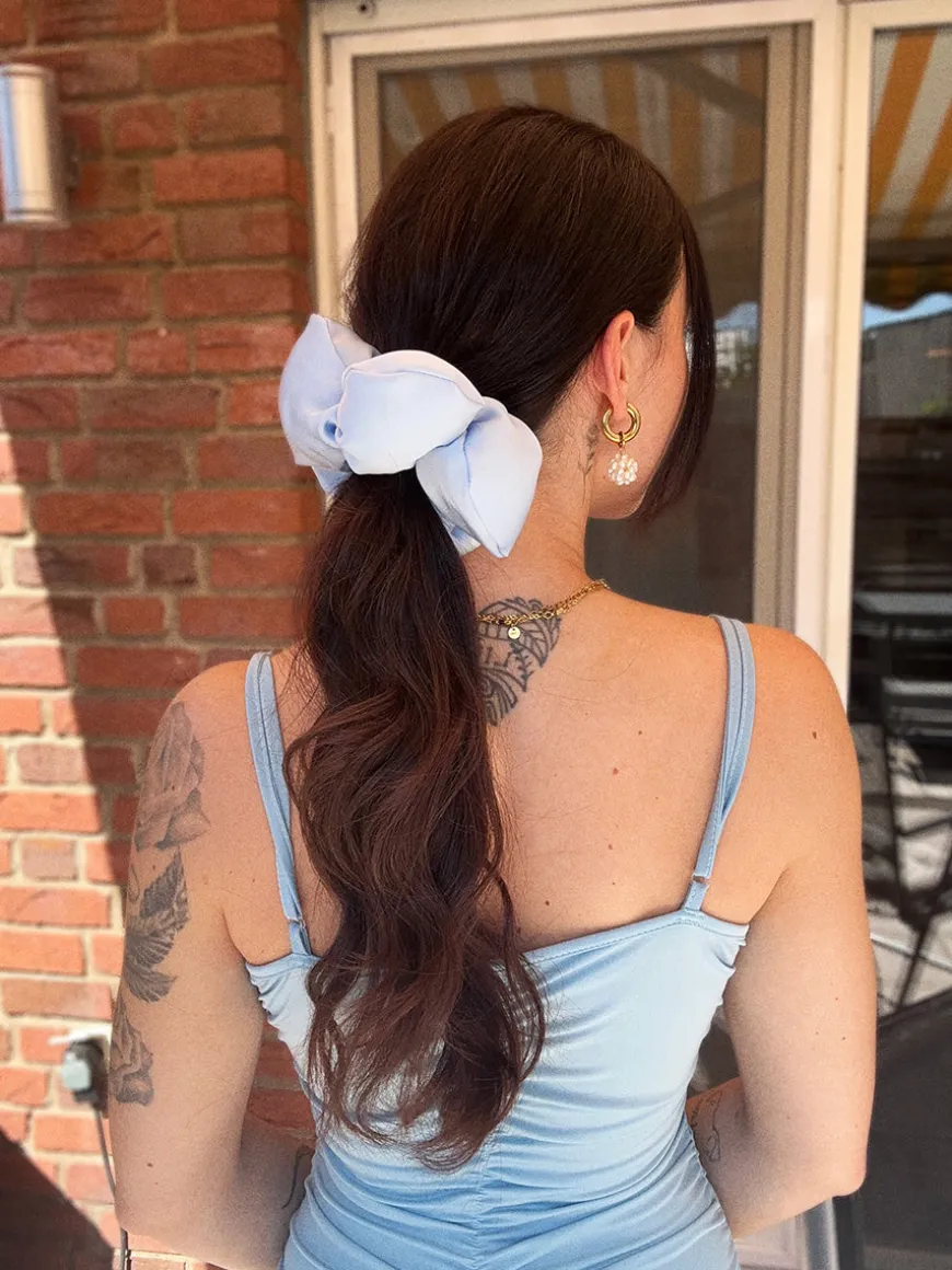 Cream Blossom Blue Scrunchie
