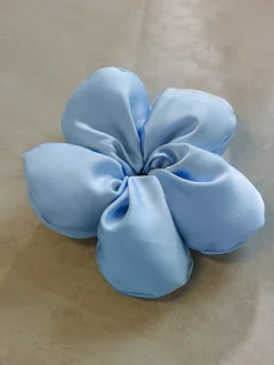 Cream Blossom Blue Scrunchie
