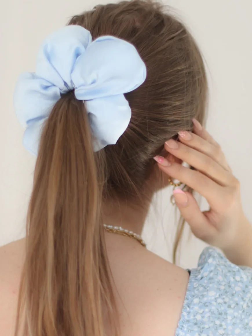 Cream Blossom Blue Scrunchie