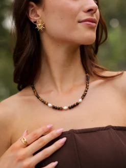 Dawn Pearl Tiger's Eye Kette