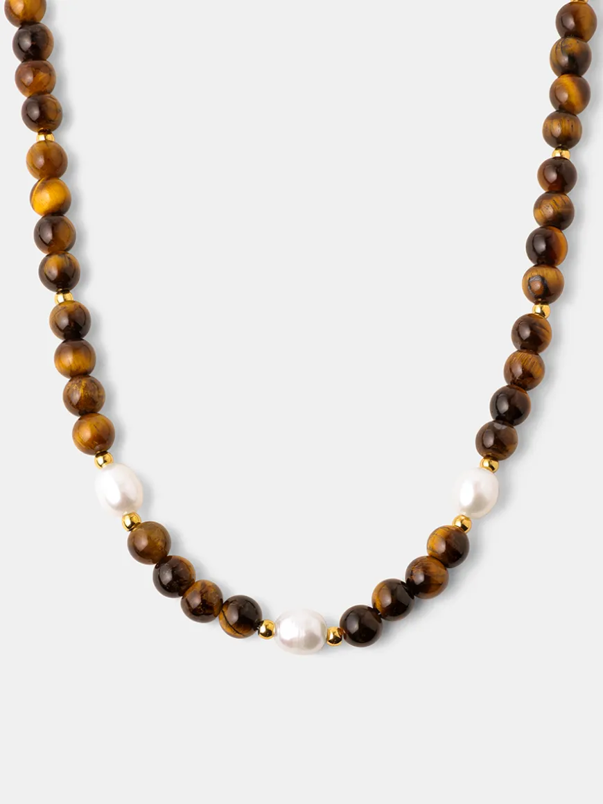 Dawn Pearl Tiger's Eye Kette