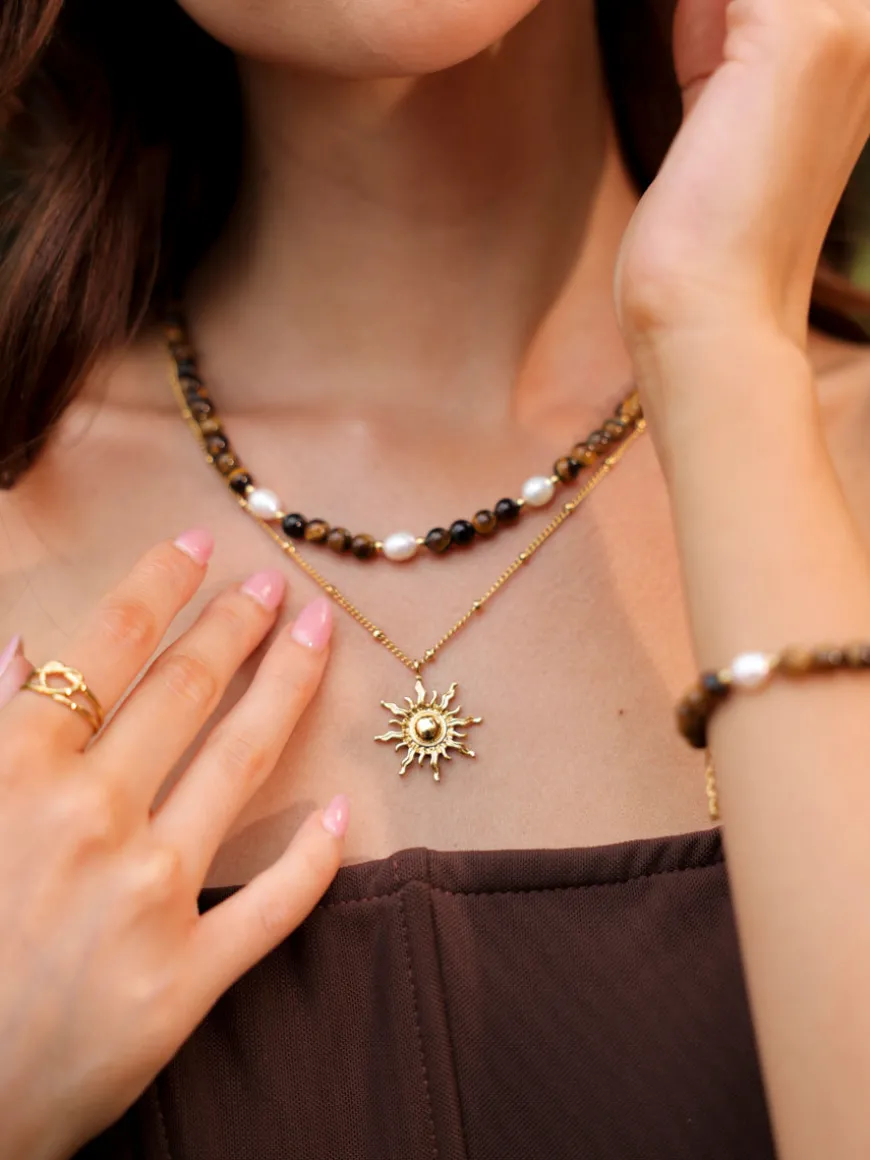Dawn Pearl Tiger's Eye Kette