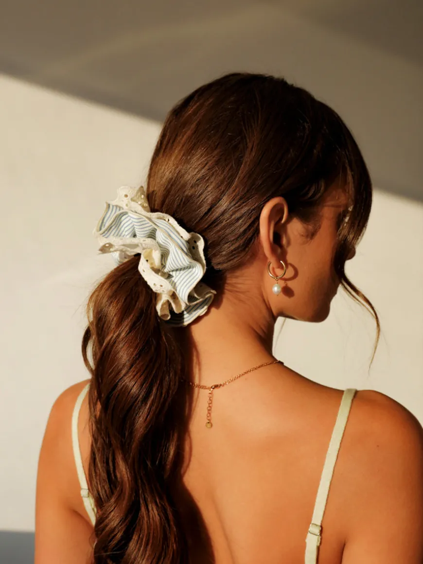 Floral Blue Scrunchie