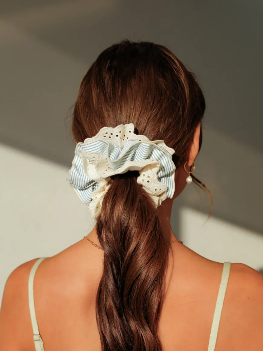 Floral Blue Scrunchie