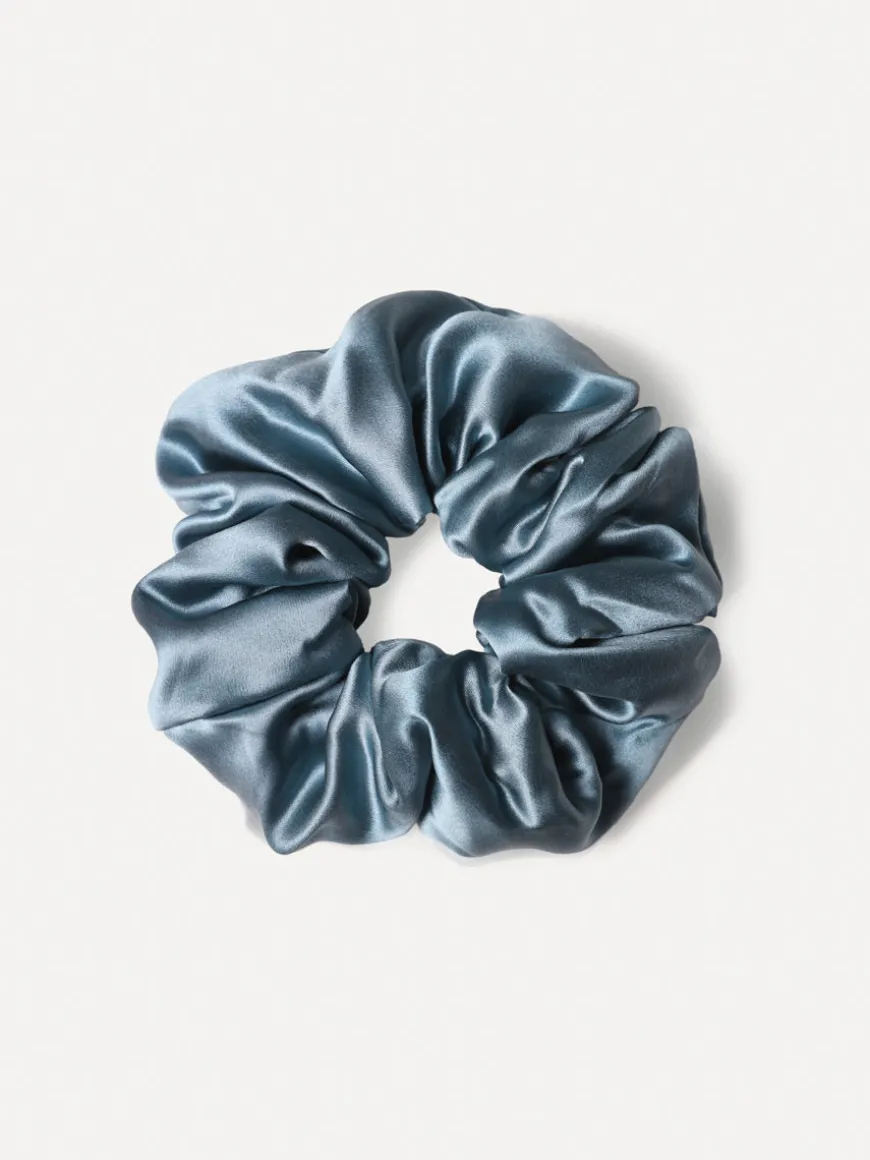 Fluffy Touch Pure Silk Scrunchie Blue