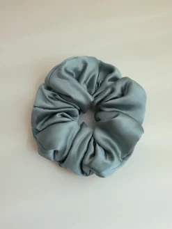 Fluffy Touch Pure Silk Scrunchie Greenish Grey
