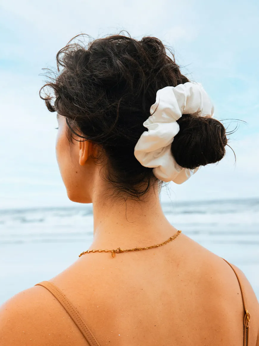 Fluffy Touch Pure Silk Scrunchie Peachy Pink