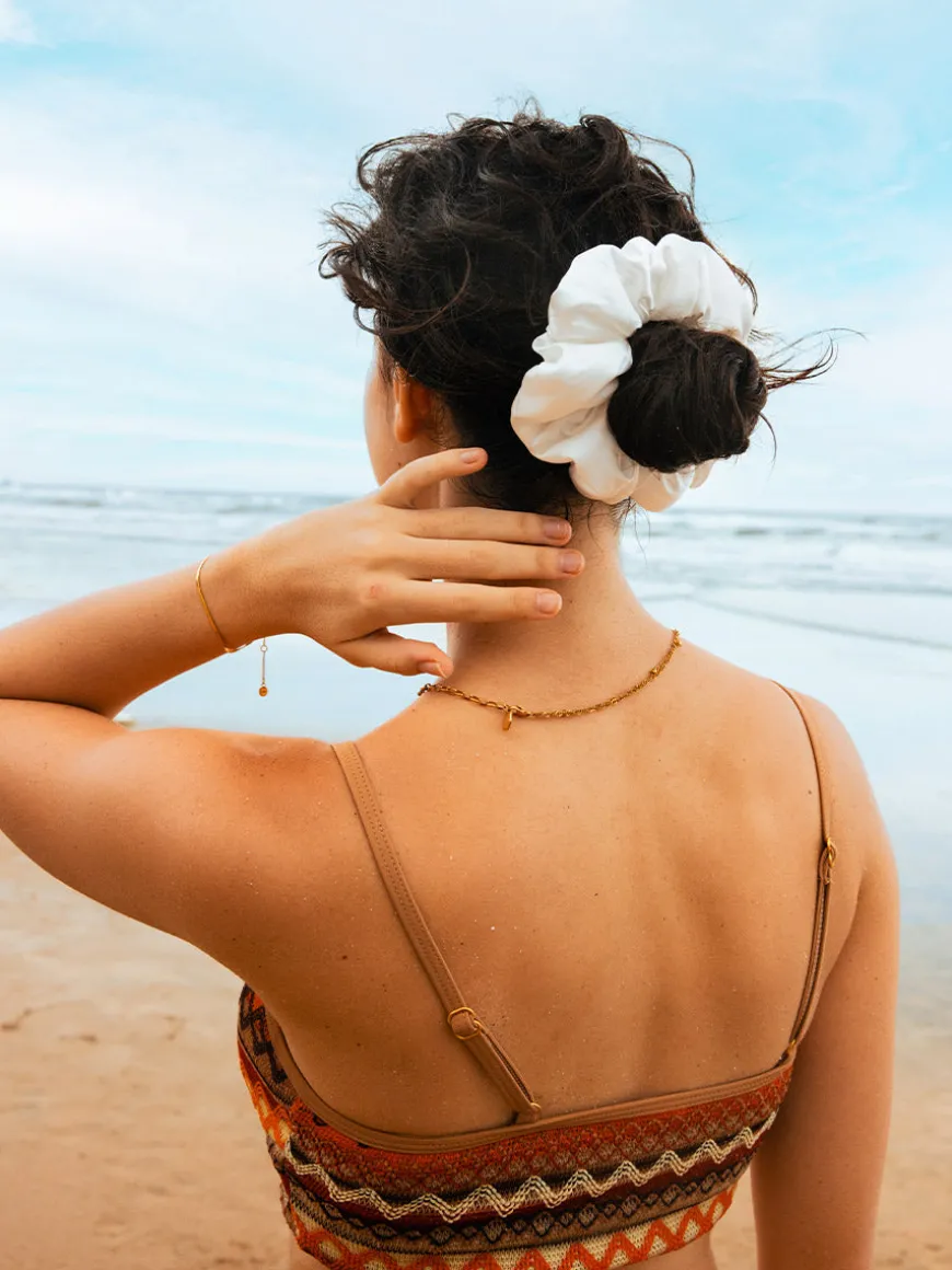 Fluffy Touch Pure Silk Scrunchie Peachy Pink