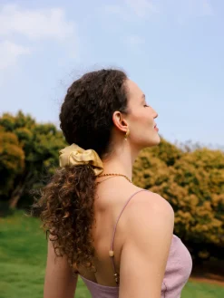 Fluffy Touch Pure Silk Scrunchie Beige