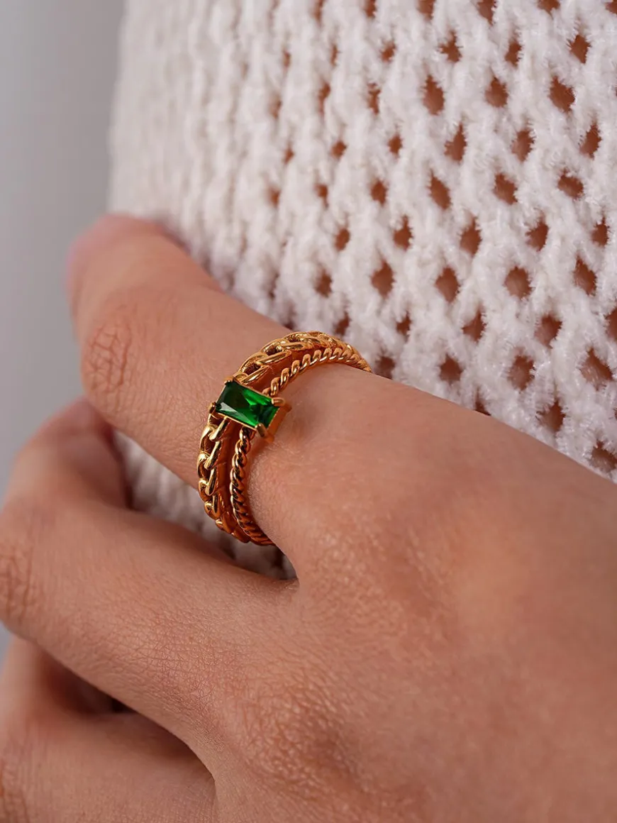 Green Precious Twist Ring