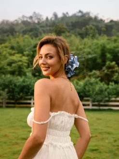 Heart Bliss Navy-striped Scrunchie