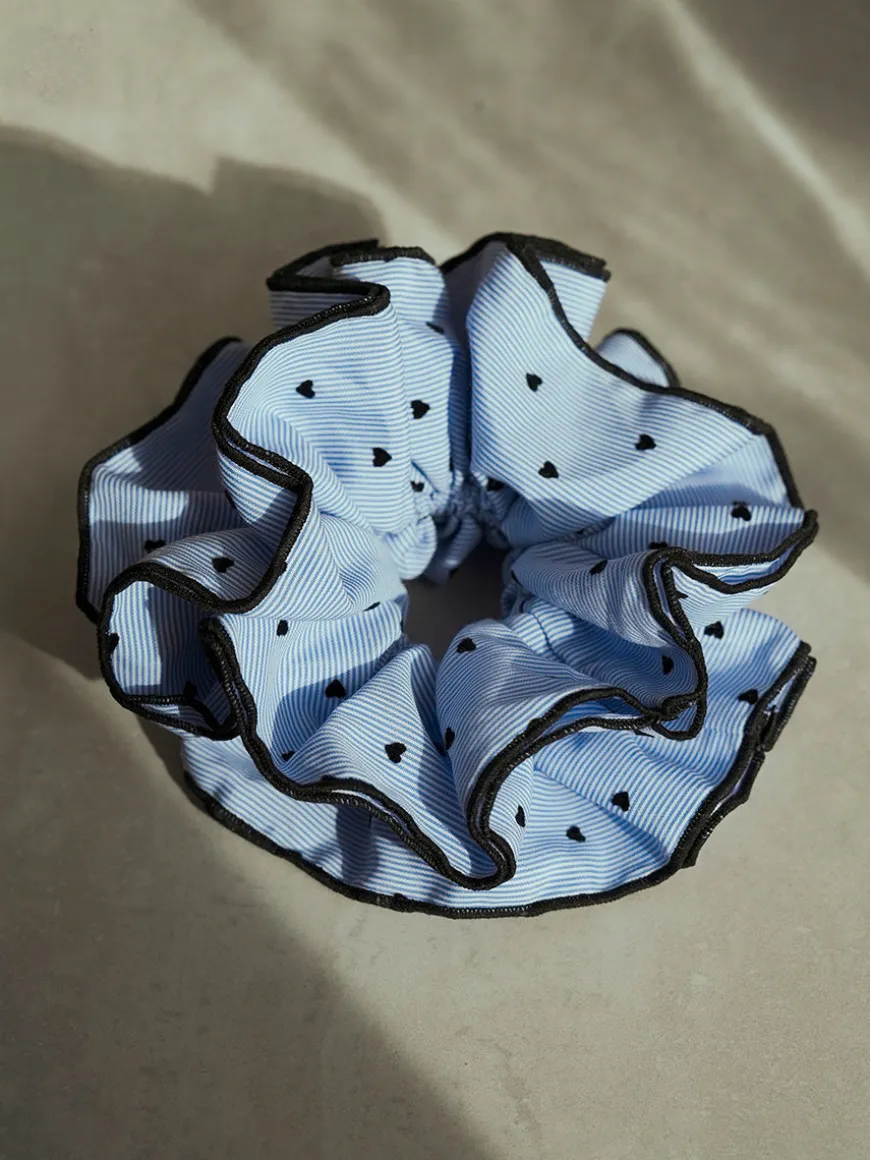 Heart Bliss Navy-striped Scrunchie