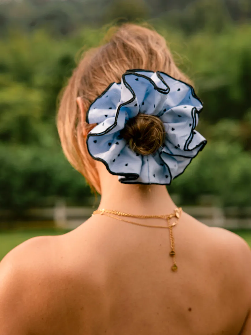 Heart Bliss Navy-striped Scrunchie