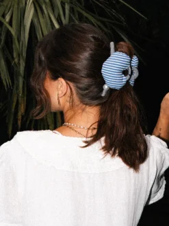 Heart Glow Navy-striped Haarklammer
