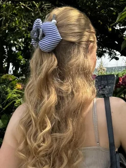 Heart Glow Navy-striped Haarklammer