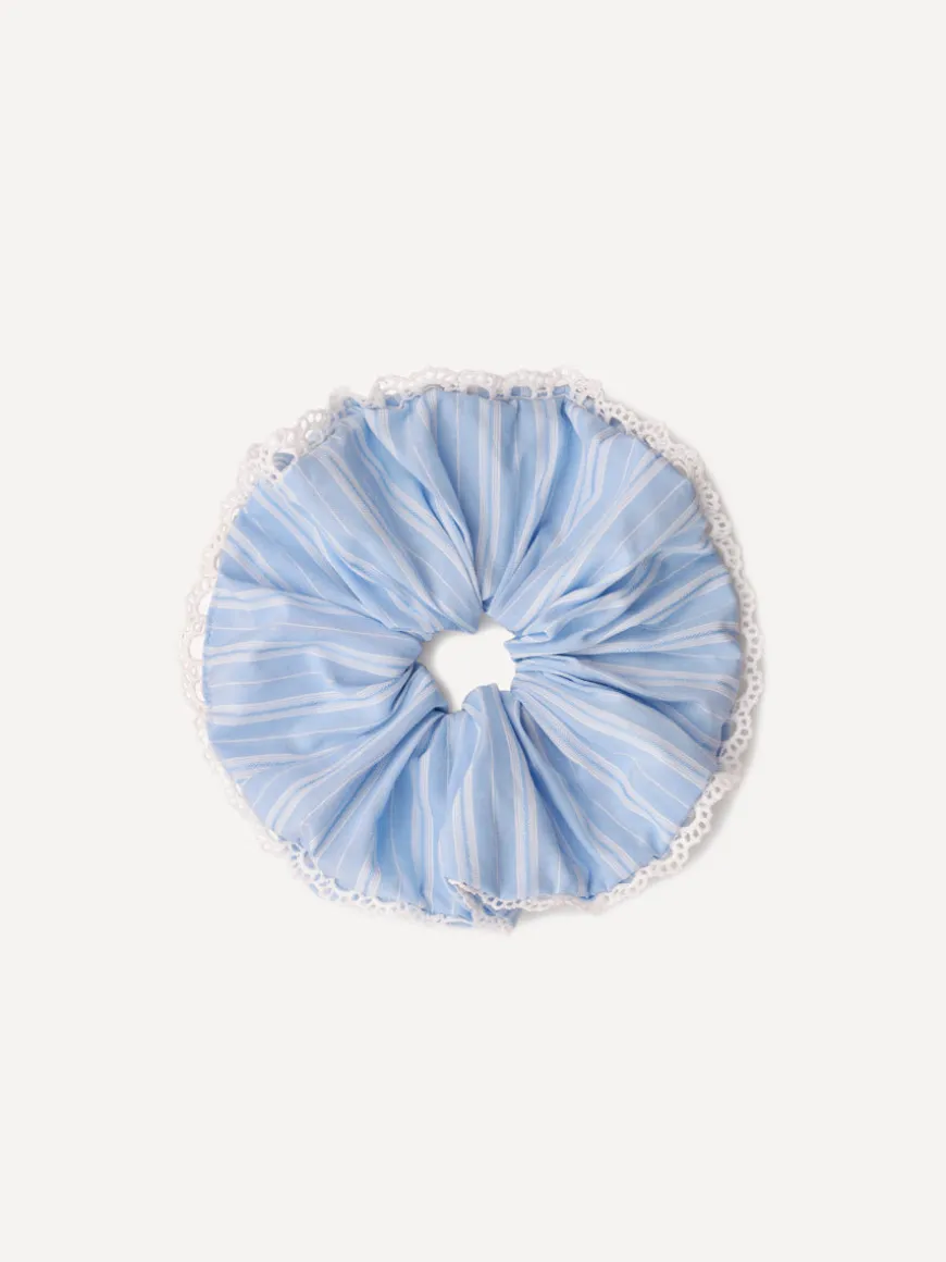 Lace Breeze Navy-striped Scrunchie