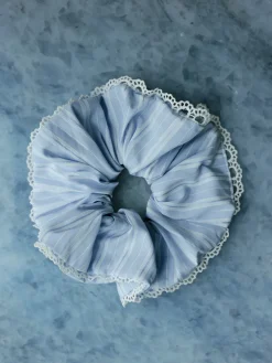 Lace Breeze Navy-striped Scrunchie