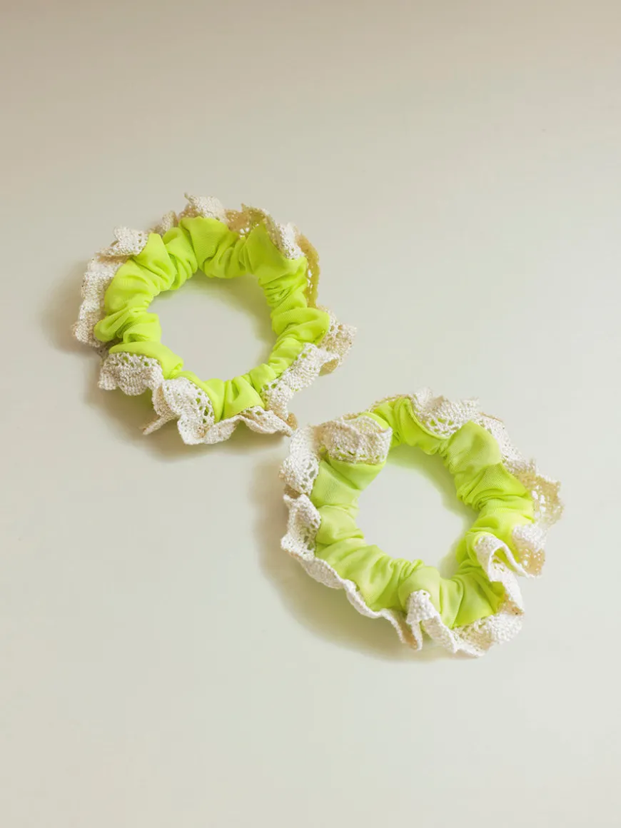 Lace Kiss Set Scrunchie Bright Green