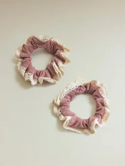 Lace Kiss Set Scrunchie Peach Pink