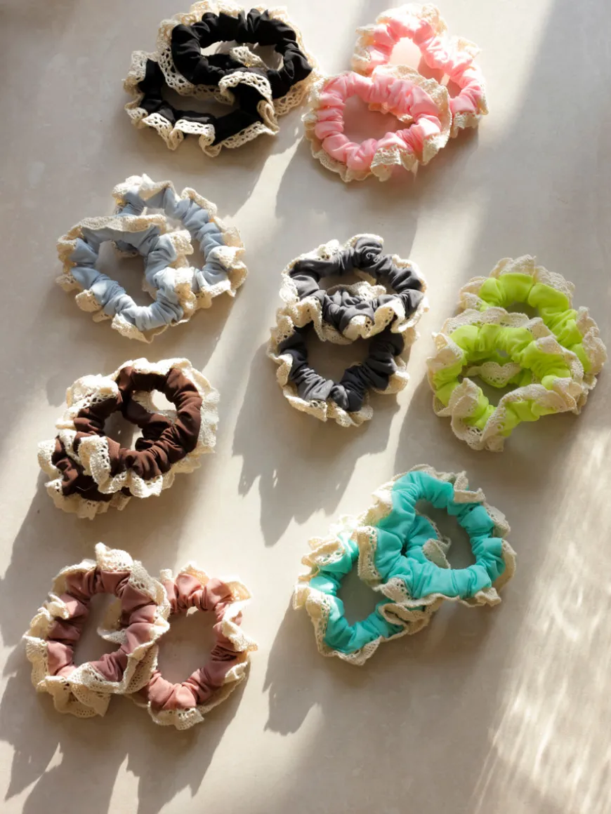 Lace Kiss Set Scrunchie Peach Pink