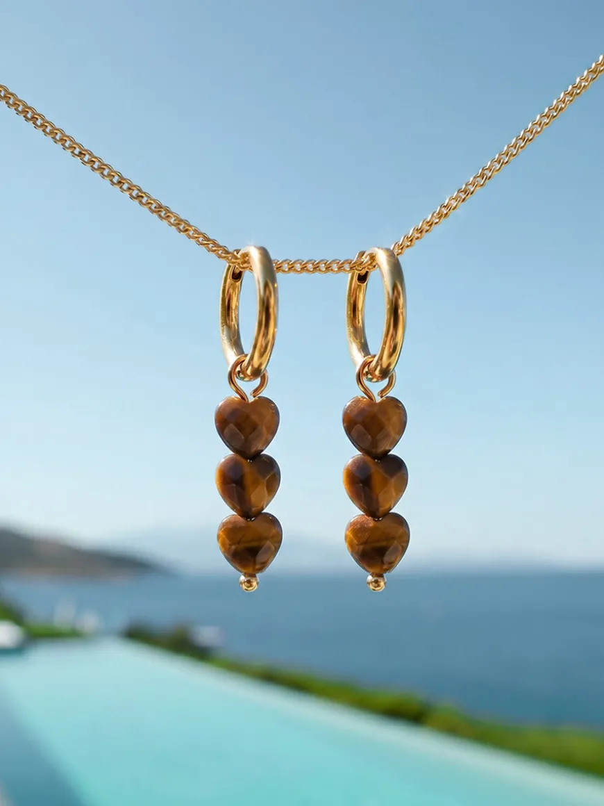 Love Droplets Tiger's Eye Ohrringe