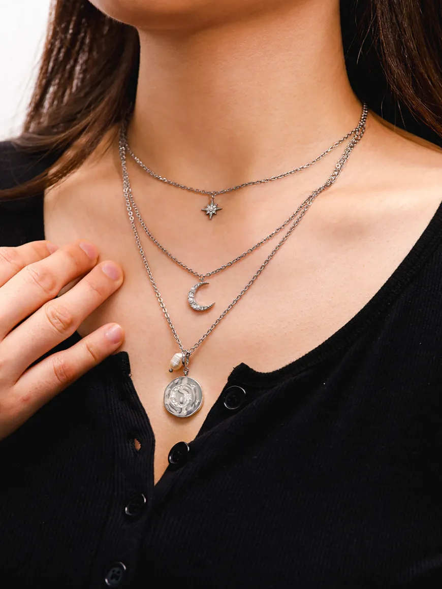 Moon Phase N Star Double Layer Kette