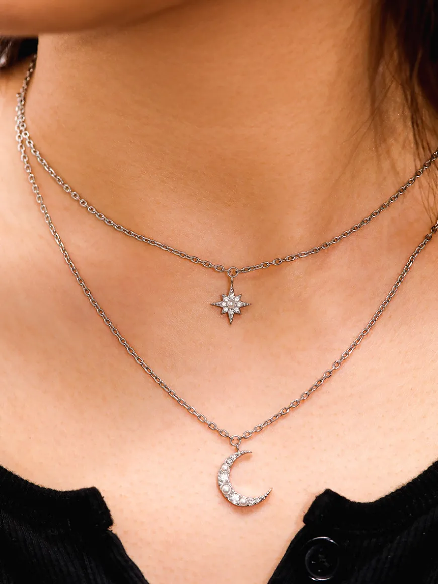 Moon Phase N Star Double Layer Kette