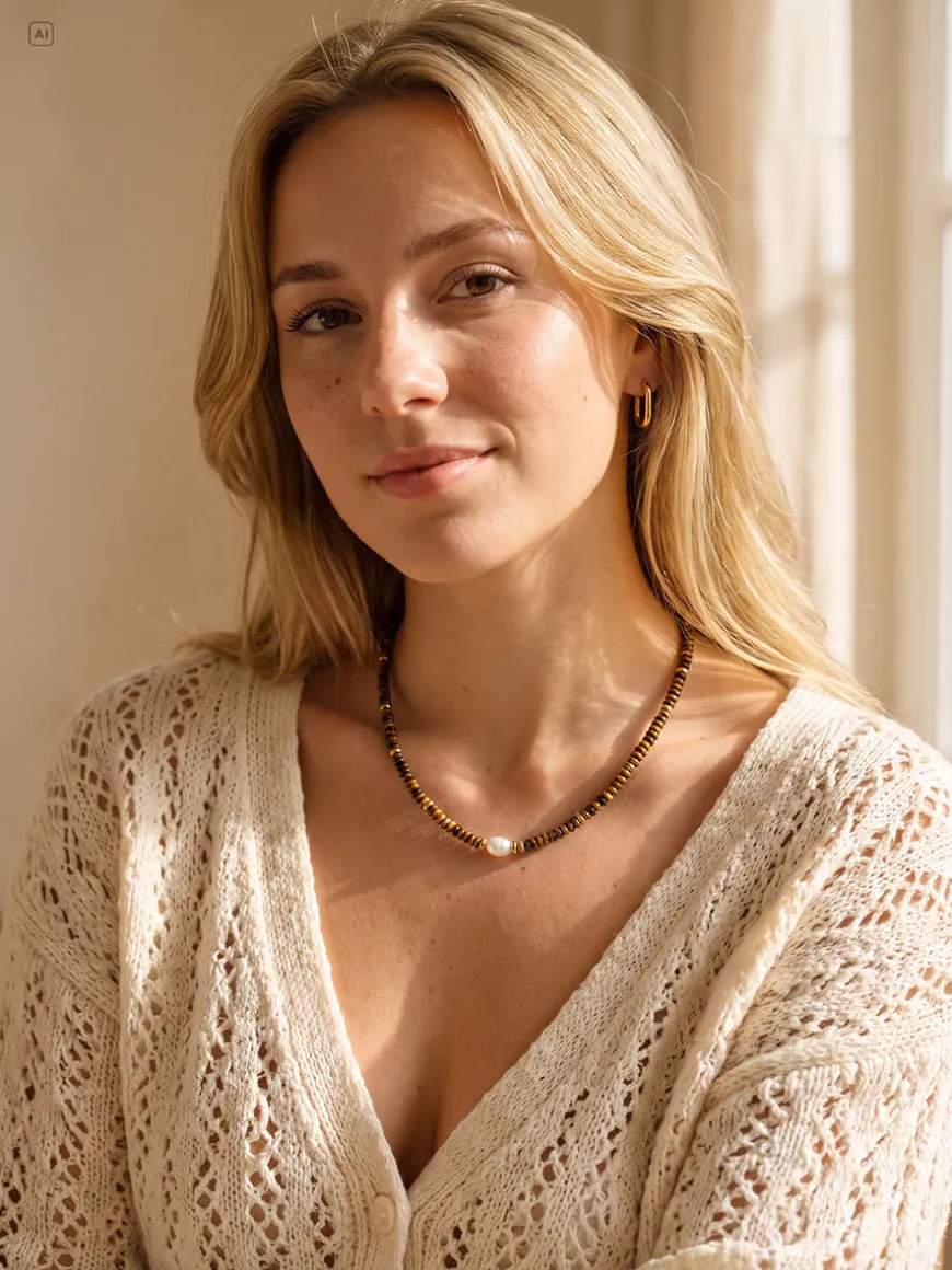 Pearl Dawn Tiger's Eye Kette