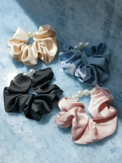 Pearl Elegance Blue Scrunchie