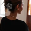 Pearl Floral Black Plaid Haarklammer