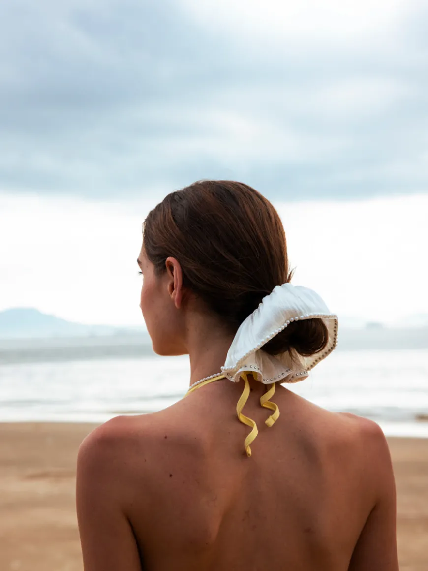 Pearl Grace Black Scrunchie