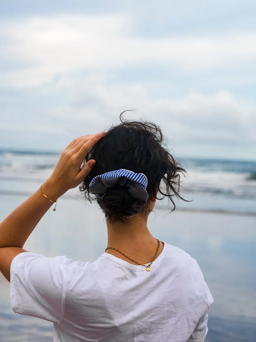 Serene Stripes Navy-striped Scrunchie