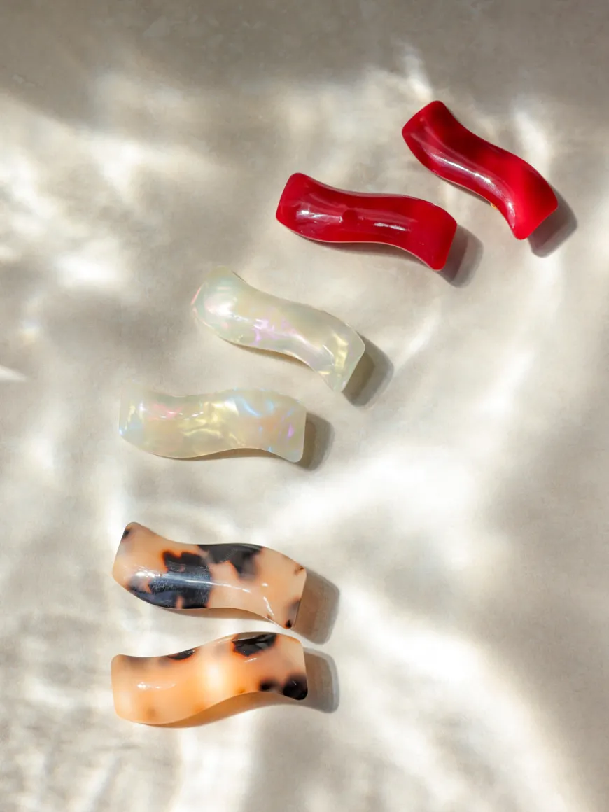 Simple Wave Tortoiseshell Set Hairpin